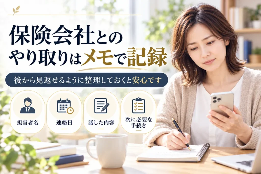 交通事故後の保険会社との連絡内容や担当者、日付を記録するポイント